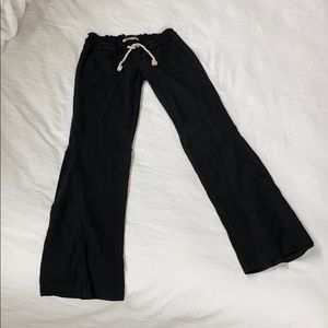 Roxy black linen pants, draw string waist